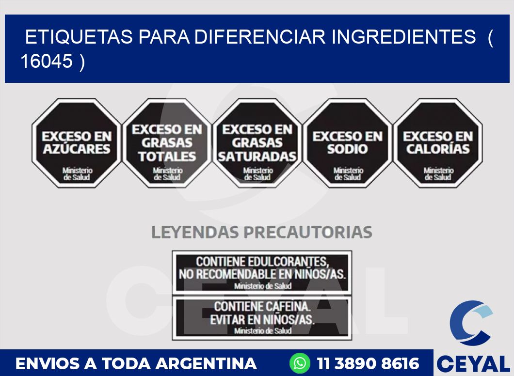 ETIQUETAS PARA DIFERENCIAR INGREDIENTES ( 16045 )