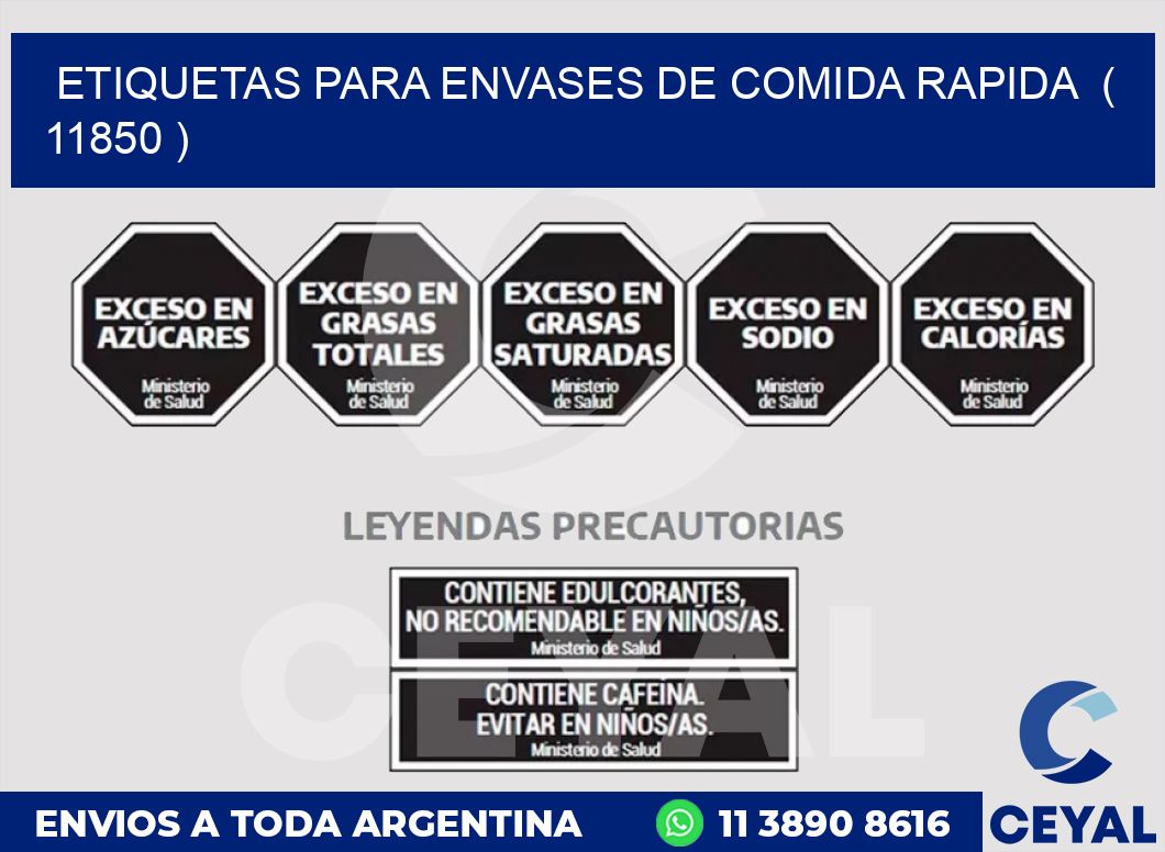 ETIQUETAS PARA ENVASES DE COMIDA RAPIDA ( 11850 )