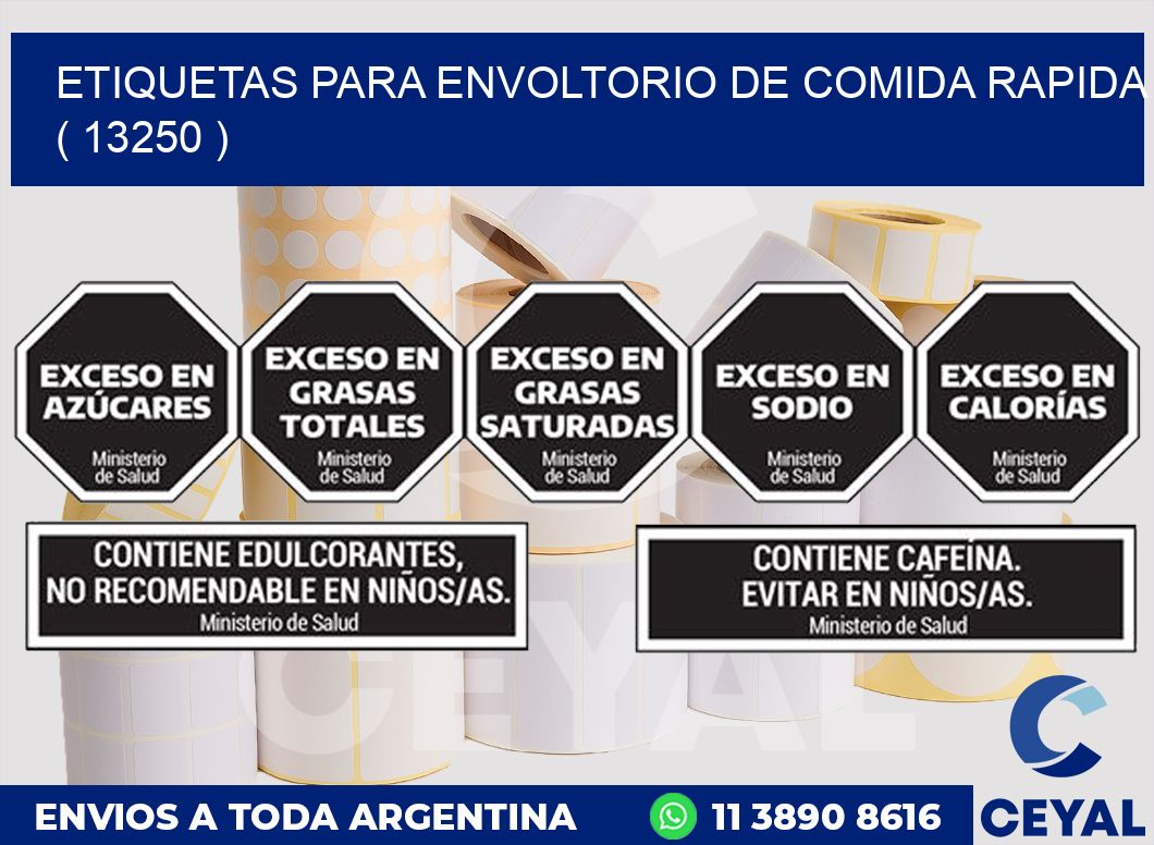 ETIQUETAS PARA ENVOLTORIO DE COMIDA RAPIDA ( 13250 )