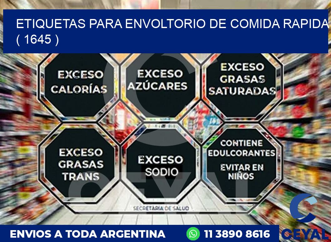 ETIQUETAS PARA ENVOLTORIO DE COMIDA RAPIDA  ( 1645 )