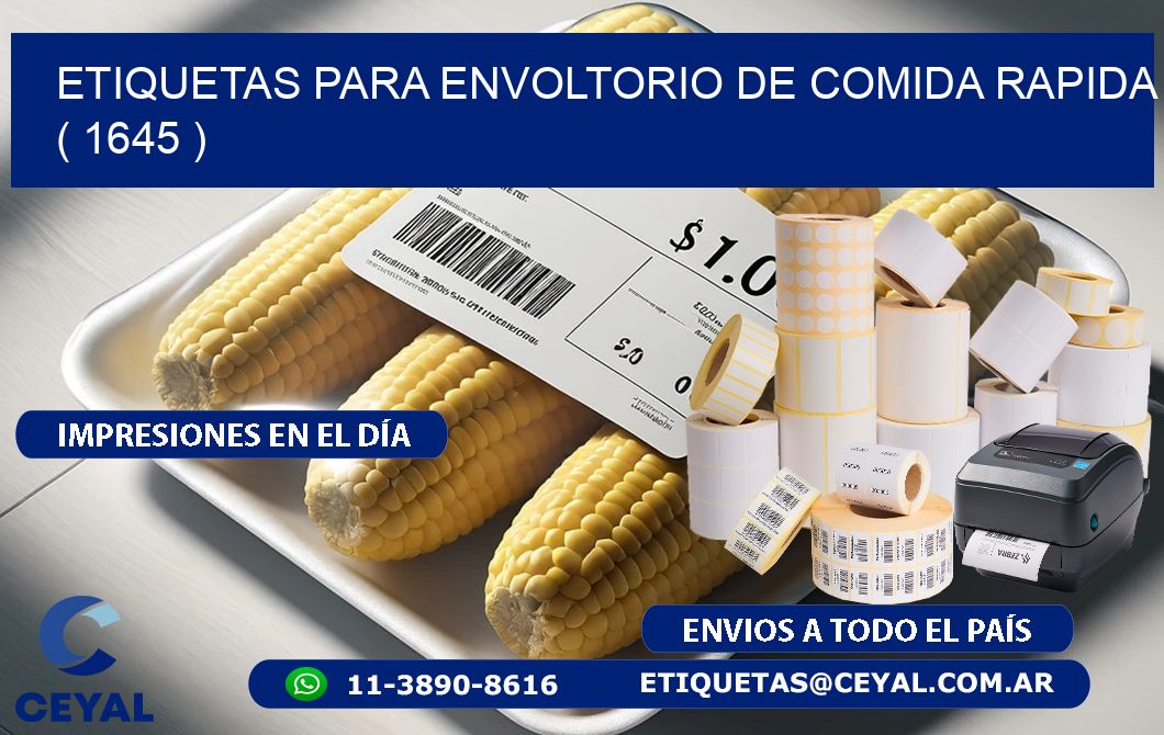 ETIQUETAS PARA ENVOLTORIO DE COMIDA RAPIDA  ( 1645 )
