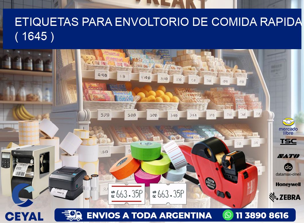 ETIQUETAS PARA ENVOLTORIO DE COMIDA RAPIDA  ( 1645 )