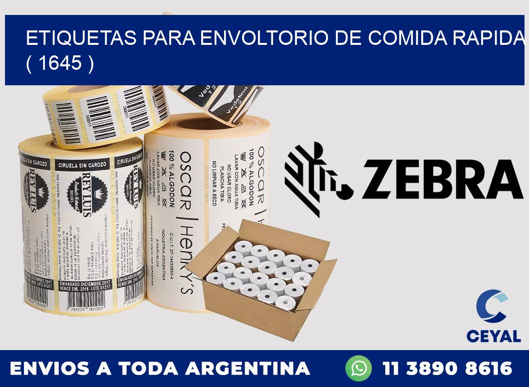 ETIQUETAS PARA ENVOLTORIO DE COMIDA RAPIDA  ( 1645 )