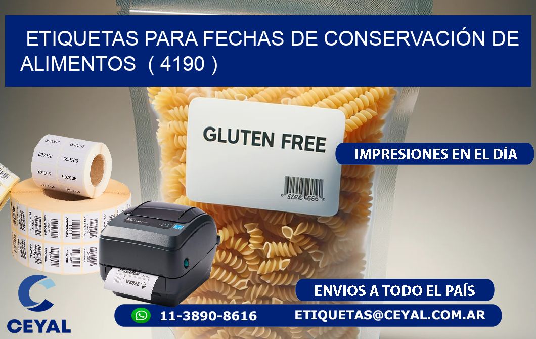 ETIQUETAS PARA FECHAS DE CONSERVACIÓN DE ALIMENTOS  ( 4190 )