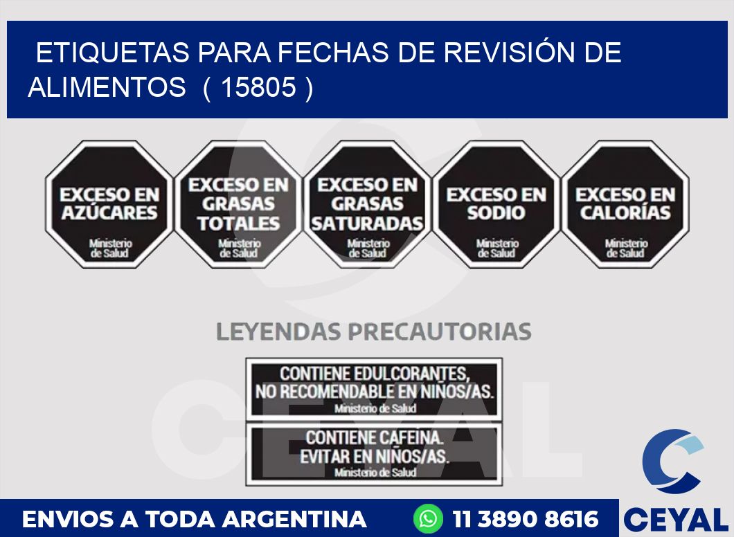 ETIQUETAS PARA FECHAS DE REVISIÓN DE ALIMENTOS ( 15805 )