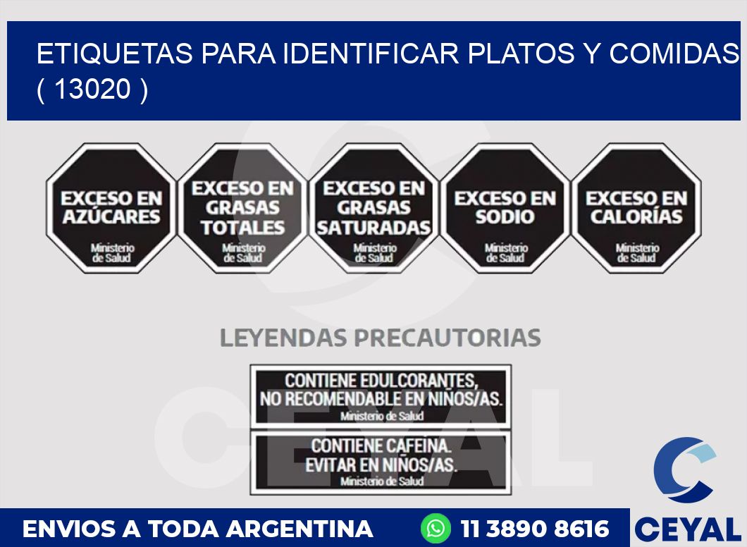 ETIQUETAS PARA IDENTIFICAR PLATOS Y COMIDAS  ( 13020 )