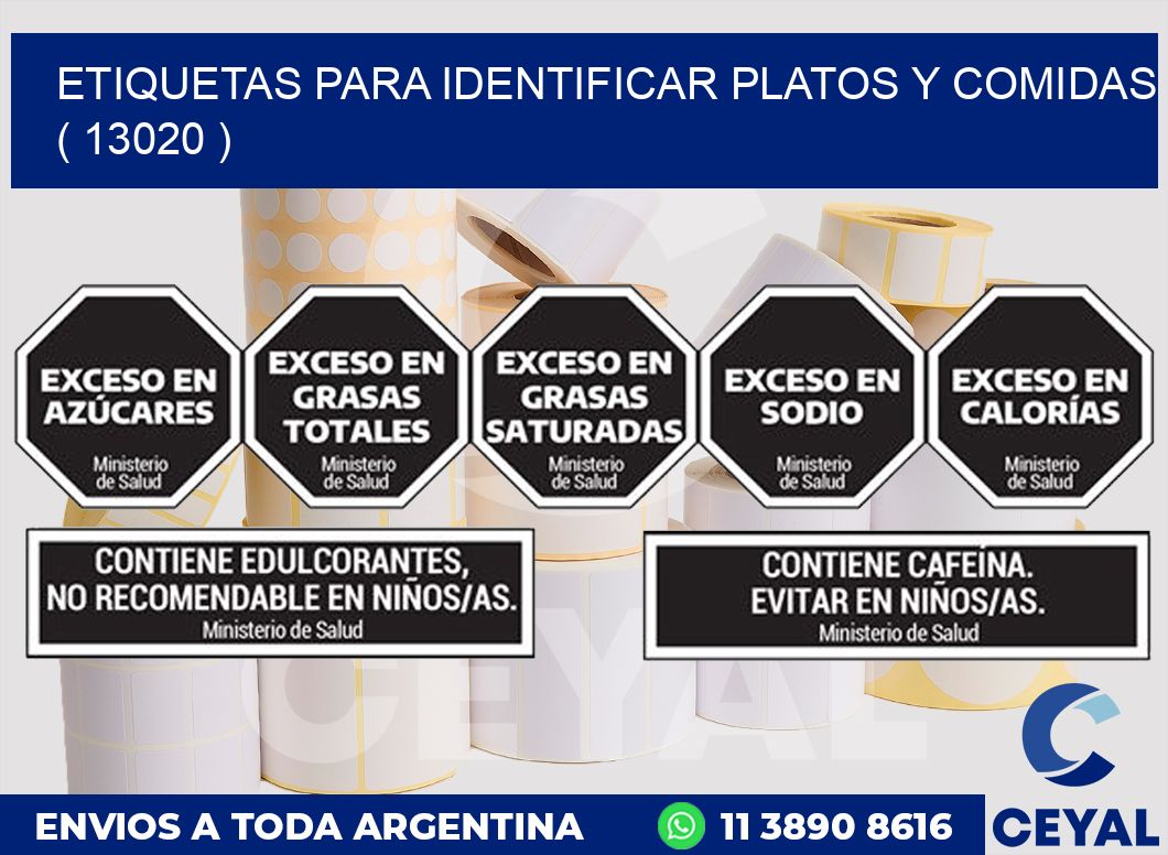 ETIQUETAS PARA IDENTIFICAR PLATOS Y COMIDAS  ( 13020 )