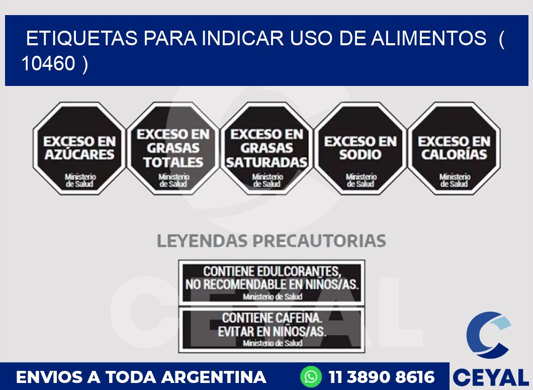 ETIQUETAS PARA INDICAR USO DE ALIMENTOS ( 10460 )