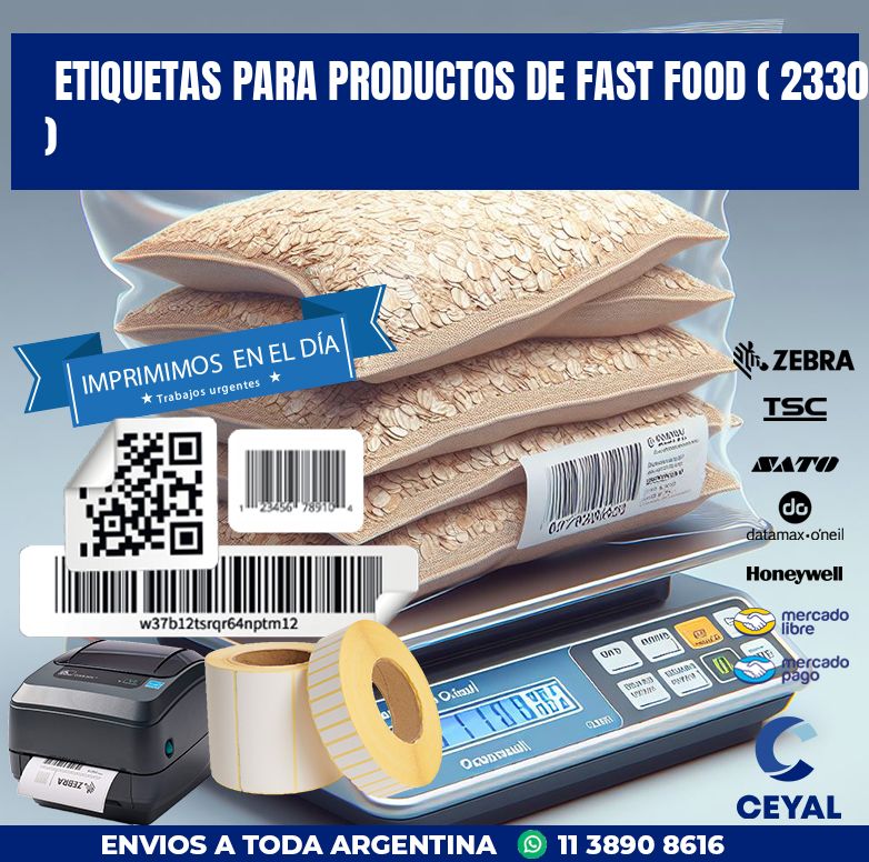 ETIQUETAS PARA PRODUCTOS DE FAST FOOD ( 2330 )