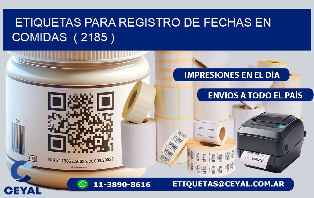 ETIQUETAS PARA REGISTRO DE FECHAS EN COMIDAS ( 2185 )