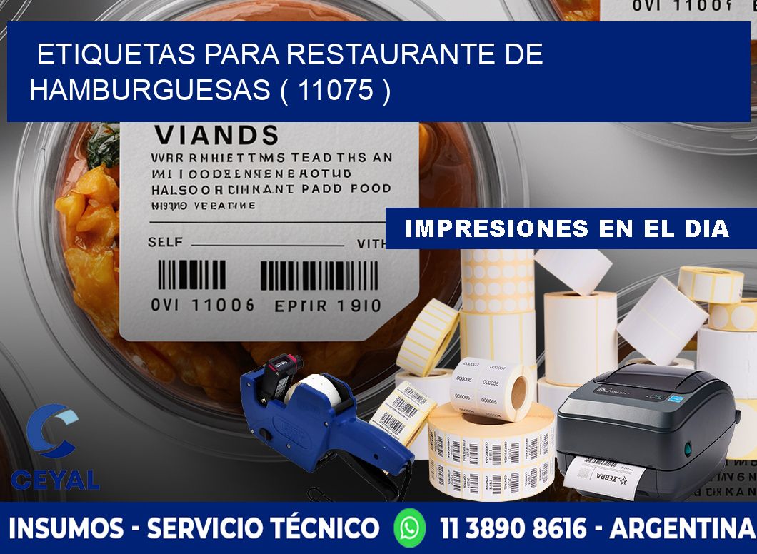 ETIQUETAS PARA RESTAURANTE DE HAMBURGUESAS ( 11075 )