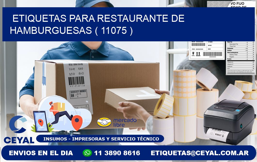 ETIQUETAS PARA RESTAURANTE DE HAMBURGUESAS ( 11075 )