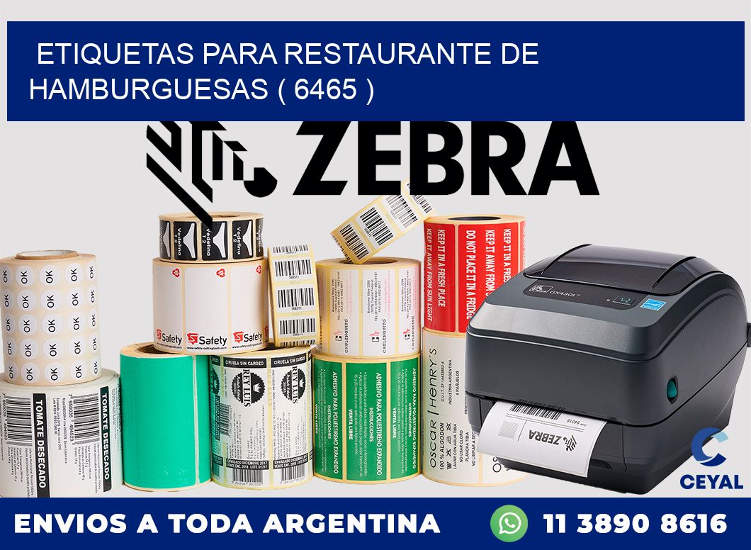 ETIQUETAS PARA RESTAURANTE DE HAMBURGUESAS ( 6465 )