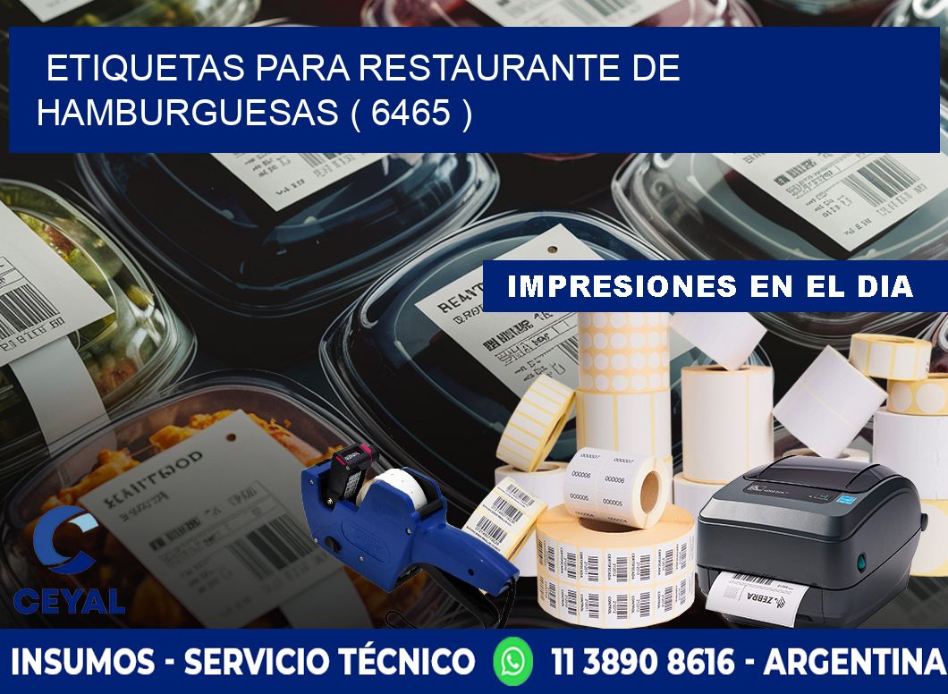 ETIQUETAS PARA RESTAURANTE DE HAMBURGUESAS ( 6465 )