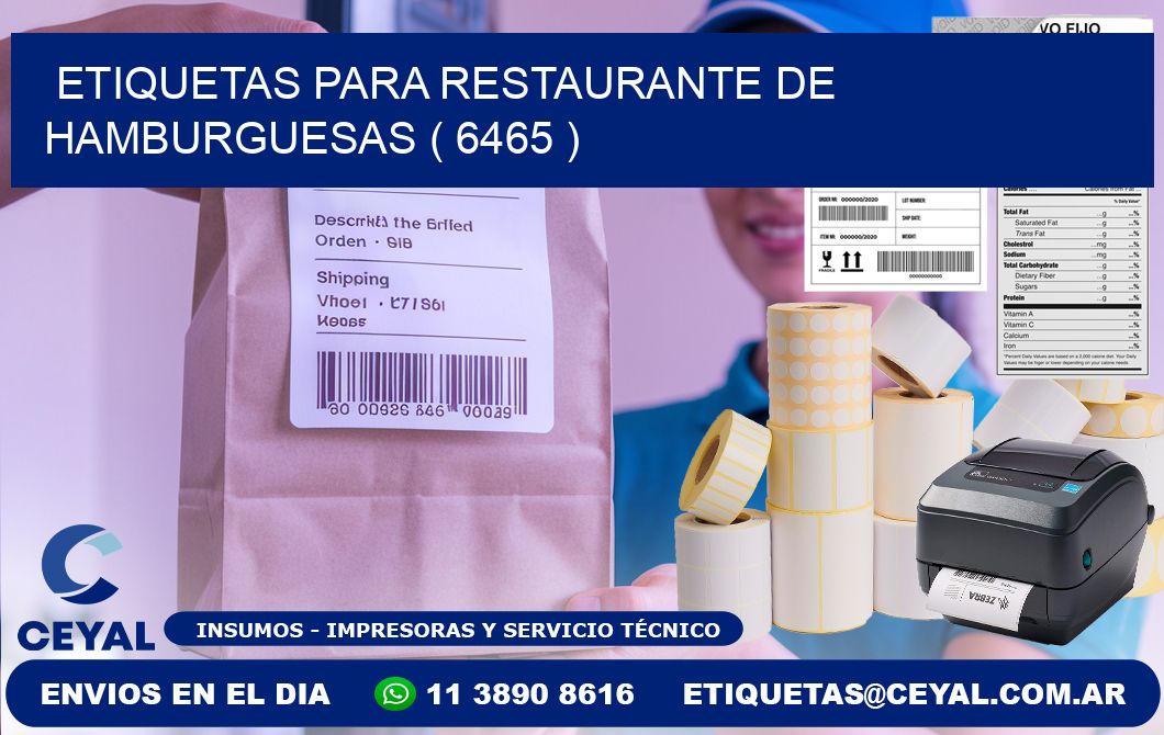 ETIQUETAS PARA RESTAURANTE DE HAMBURGUESAS ( 6465 )