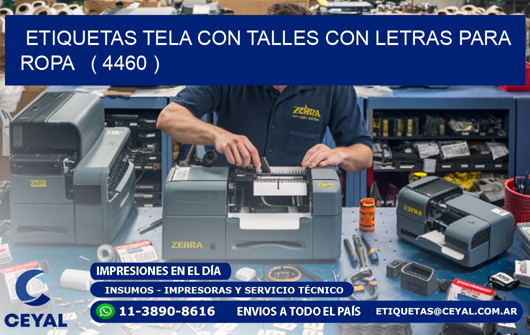 ETIQUETAS TELA CON TALLES CON LETRAS PARA ROPA   ( 4460 )