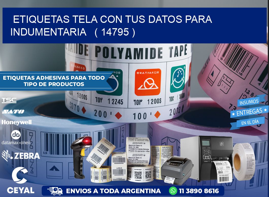 ETIQUETAS TELA CON TUS DATOS PARA INDUMENTARIA   ( 14795 )