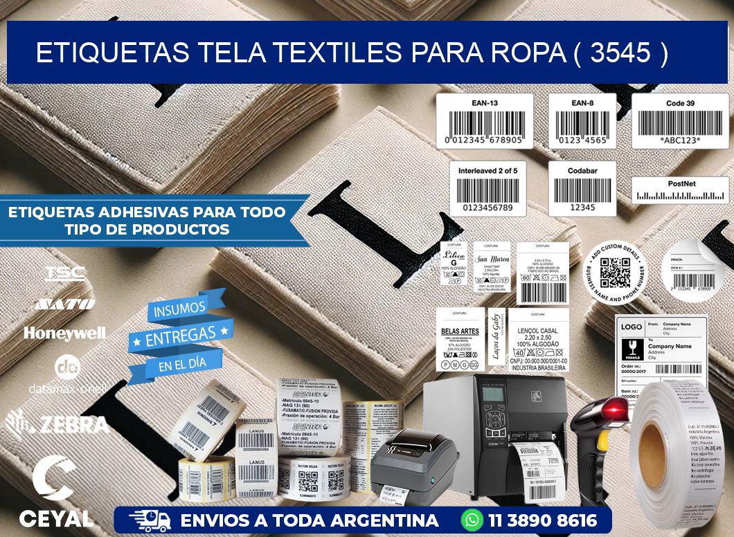 ETIQUETAS TELA TEXTILES PARA ROPA ( 3545 )