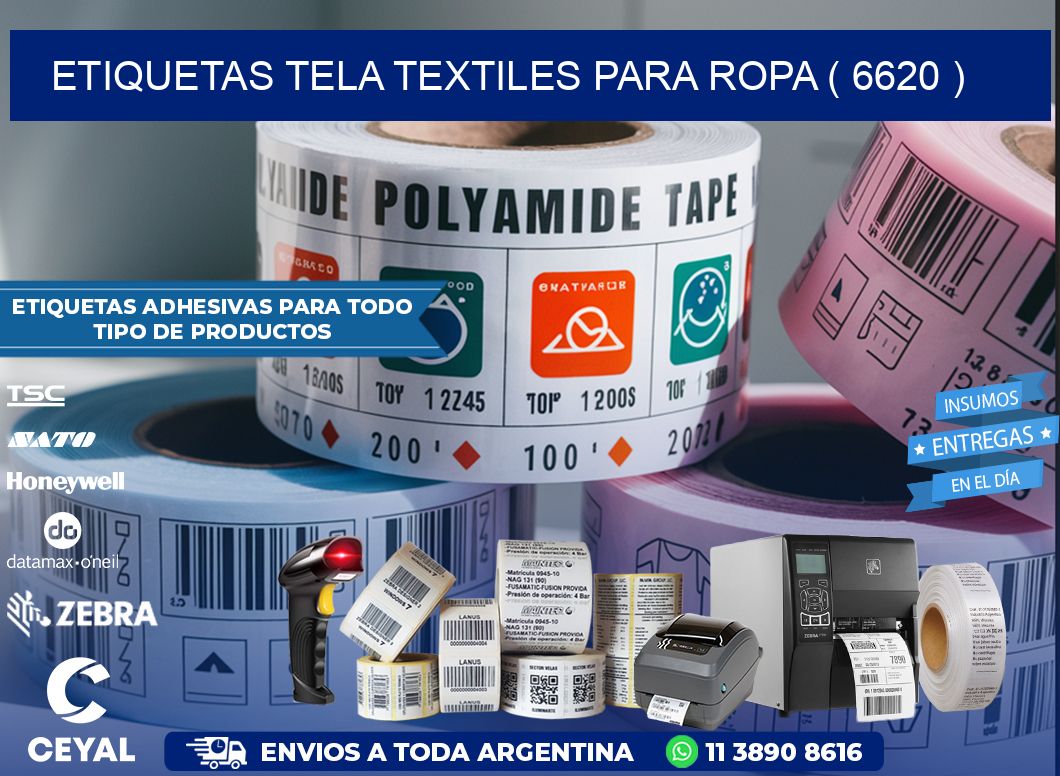 ETIQUETAS TELA TEXTILES PARA ROPA ( 6620 )