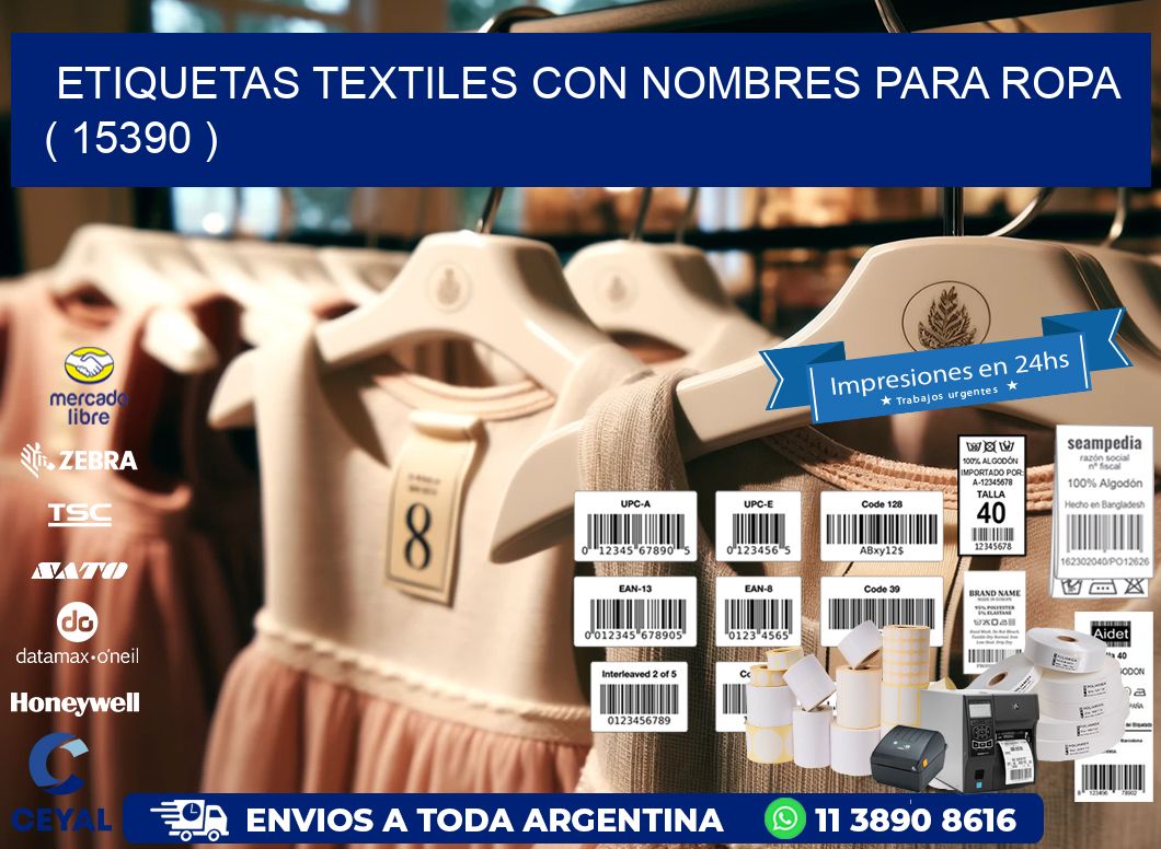ETIQUETAS TEXTILES CON NOMBRES PARA ROPA   ( 15390 )