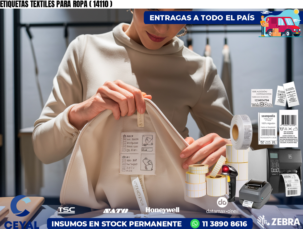 ETIQUETAS TEXTILES PARA ROPA ( 14110 )