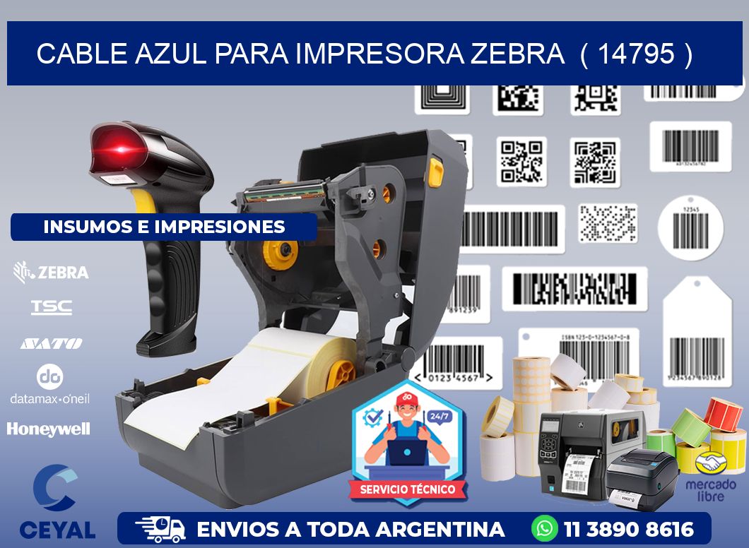 cable azul para impresora zebra  ( 14795 )