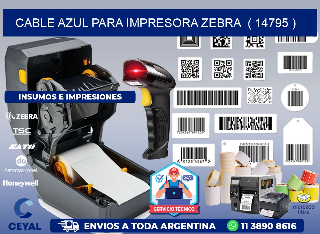 cable azul para impresora zebra  ( 14795 )