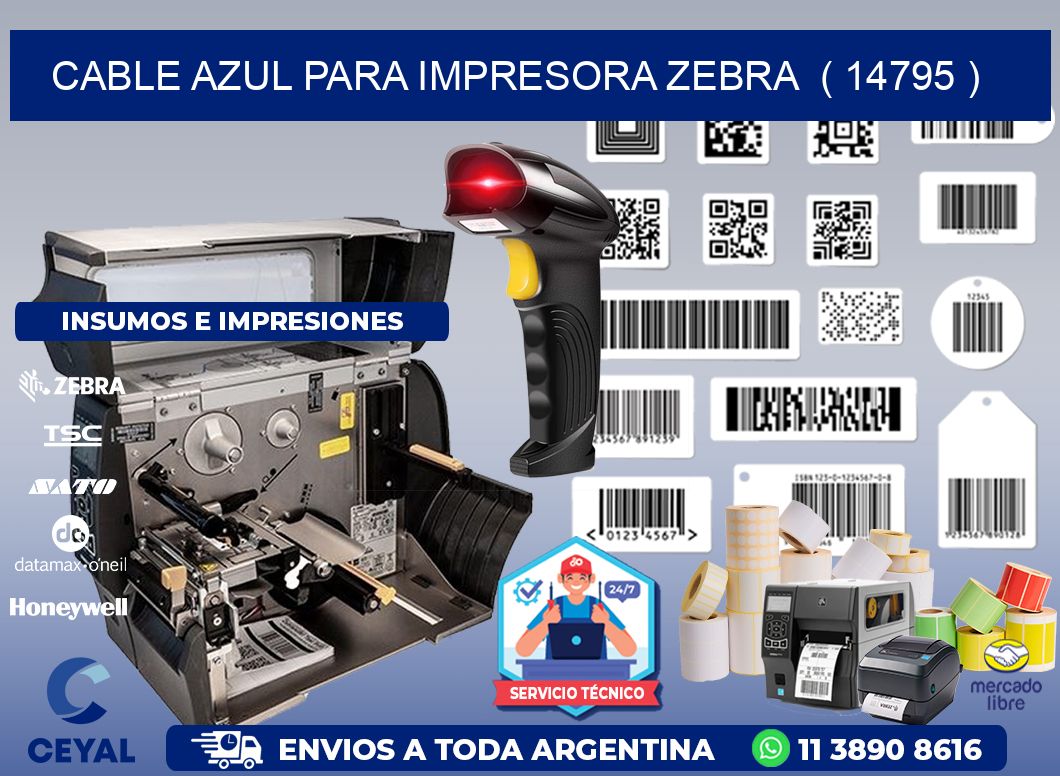 cable azul para impresora zebra  ( 14795 )