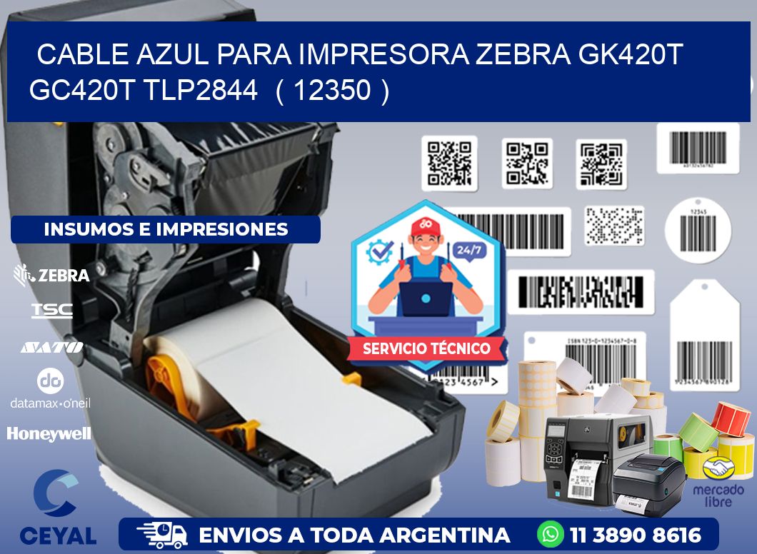 cable azul para impresora zebra GK420T GC420T TLP2844 ( 12350 )