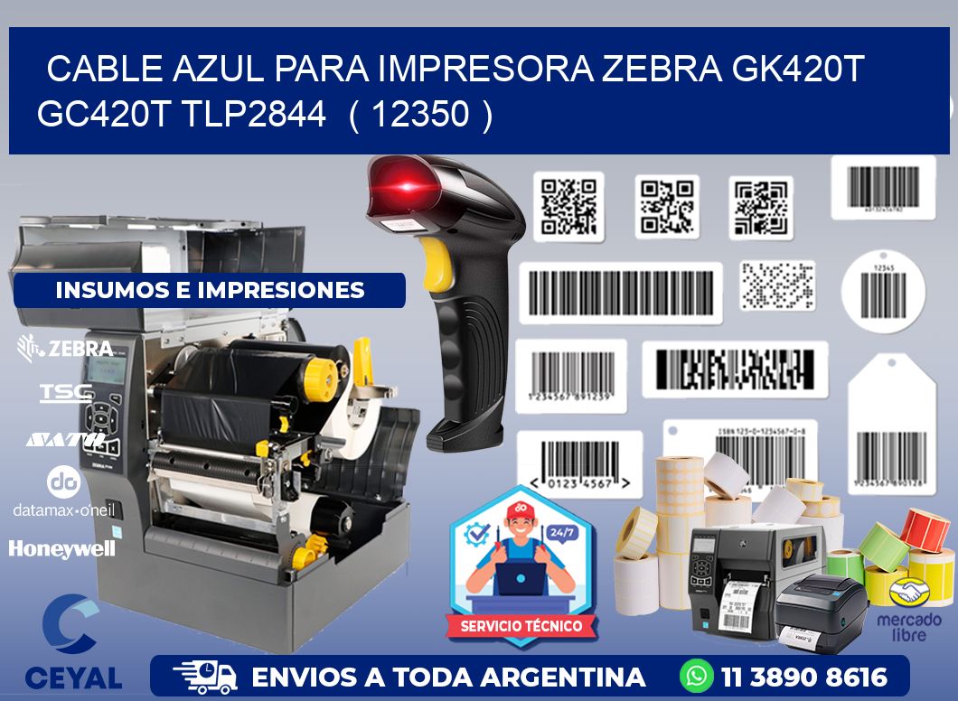 cable azul para impresora zebra GK420T GC420T TLP2844 ( 12350 )