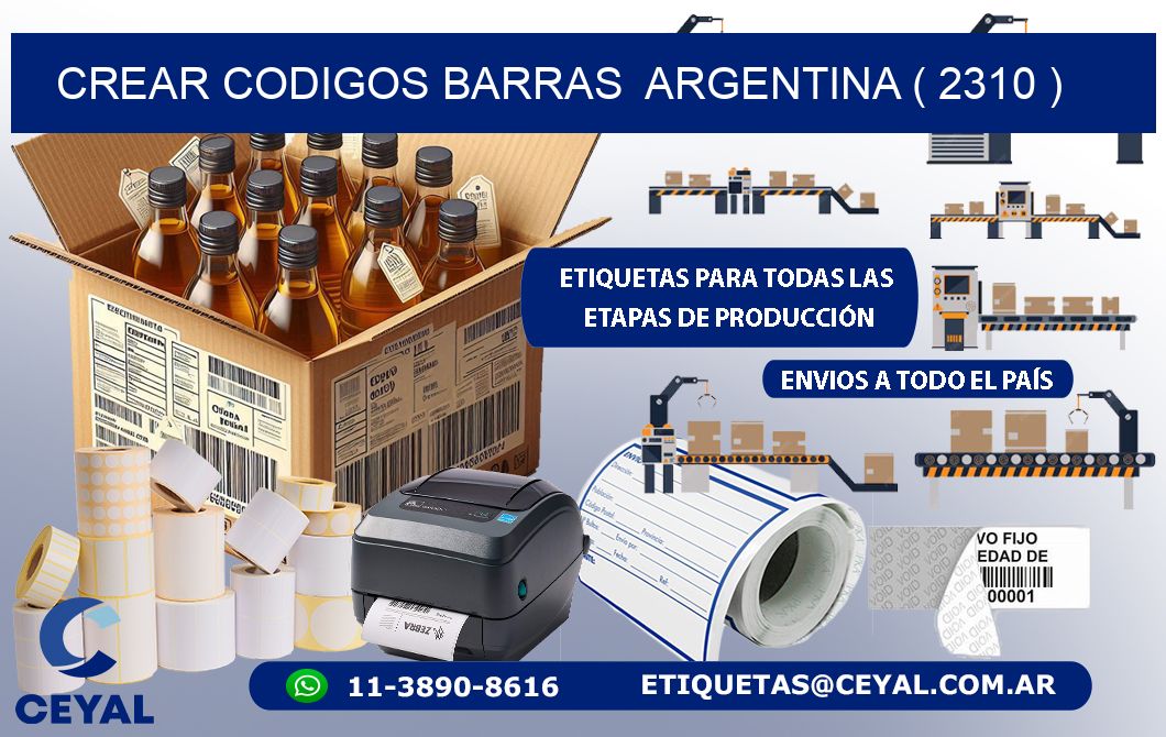 crear codigos barras  argentina ( 2310 )