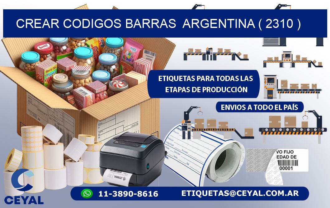 crear codigos barras  argentina ( 2310 )