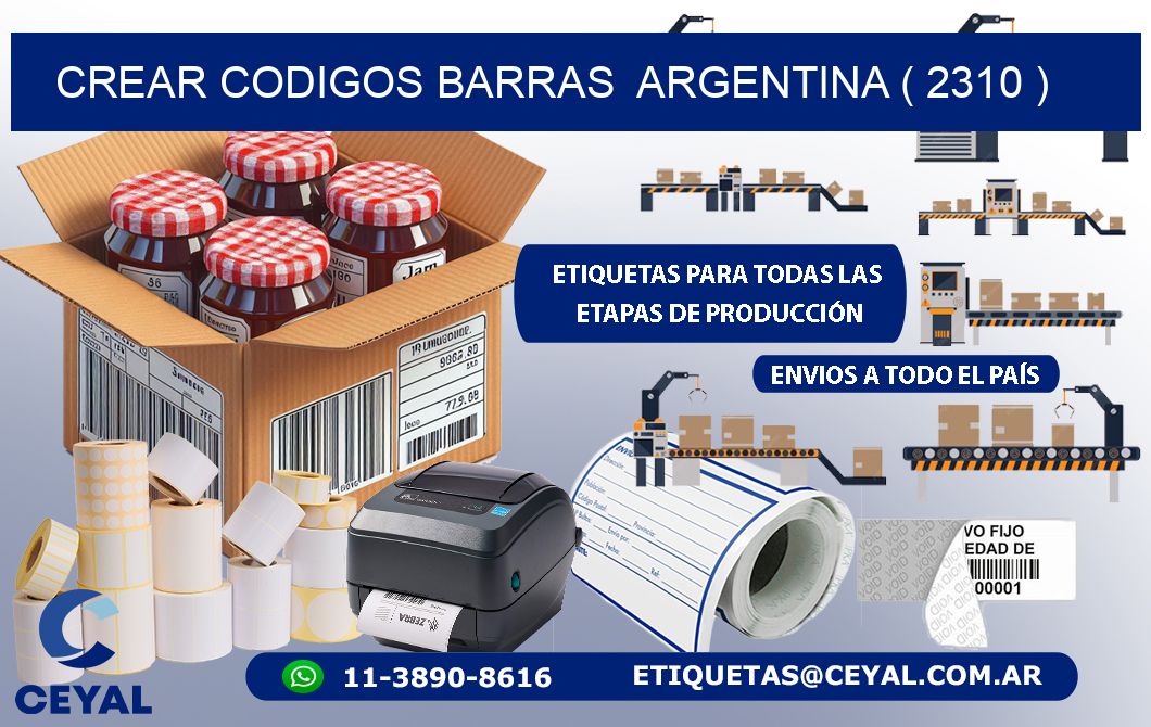 crear codigos barras  argentina ( 2310 )
