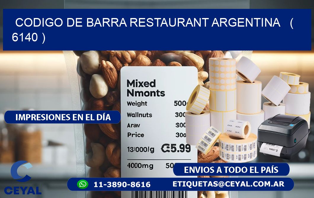 CODIGO DE BARRA RESTAURANT ARGENTINA   ( 6140 )