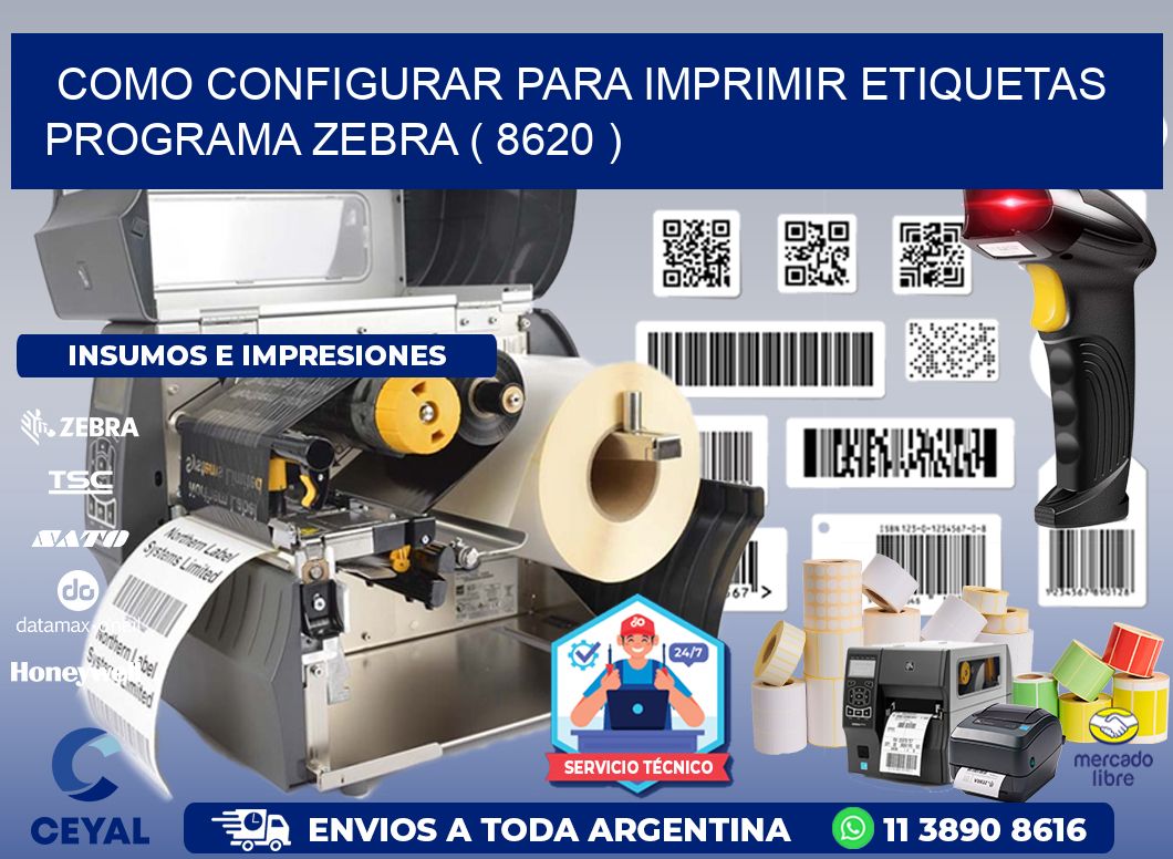 COMO CONFIGURAR PARA IMPRIMIR ETIQUETAS PROGRAMA ZEBRA ( 8620 )