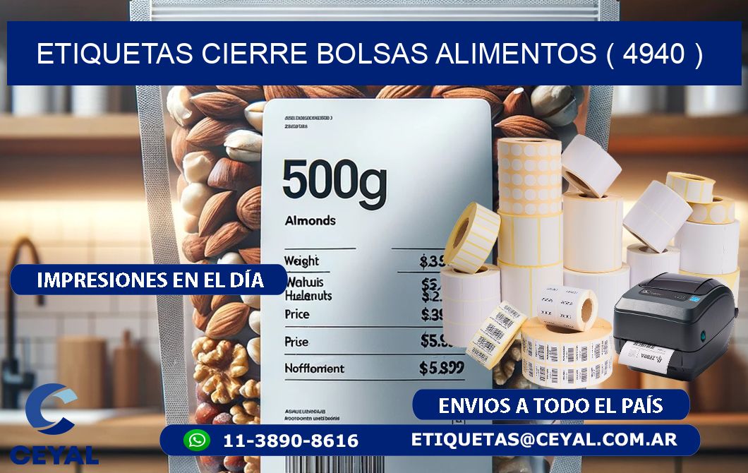 ETIQUETAS CIERRE BOLSAS ALIMENTOS ( 4940 )