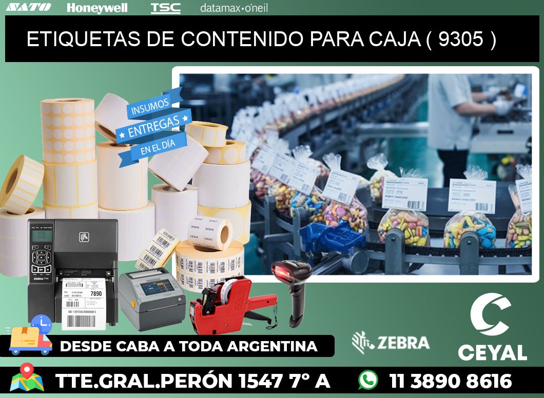 ETIQUETAS DE CONTENIDO PARA CAJA ( 9305 )