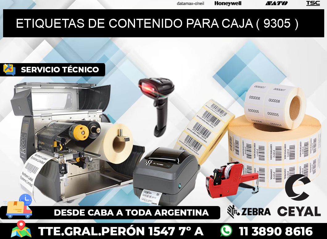 ETIQUETAS DE CONTENIDO PARA CAJA ( 9305 )