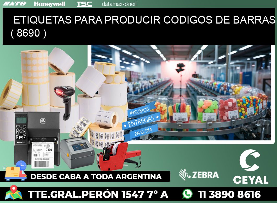 ETIQUETAS PARA PRODUCIR CODIGOS DE BARRAS ( 8690 )