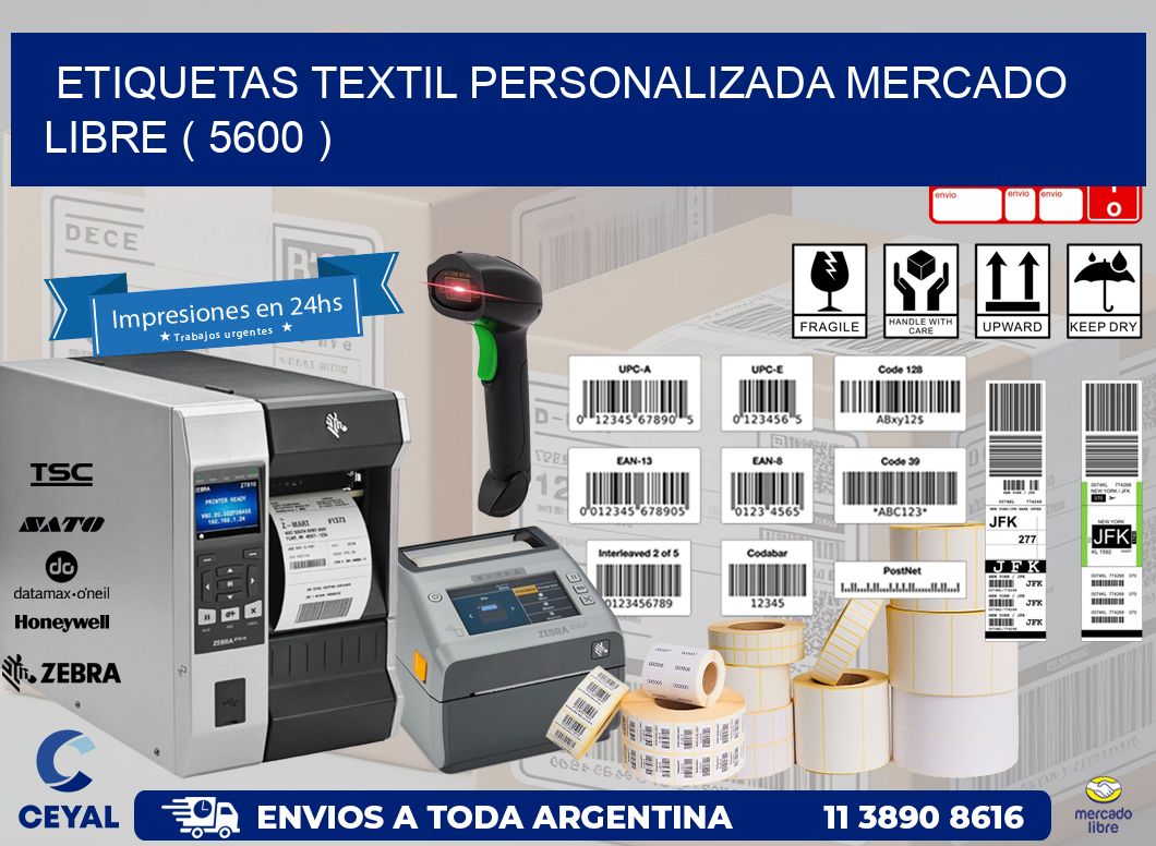 ETIQUETAS TEXTIL PERSONALIZADA MERCADO LIBRE ( 5600 )