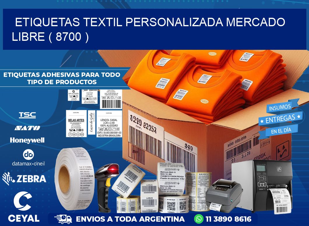 ETIQUETAS TEXTIL PERSONALIZADA MERCADO LIBRE ( 8700 )