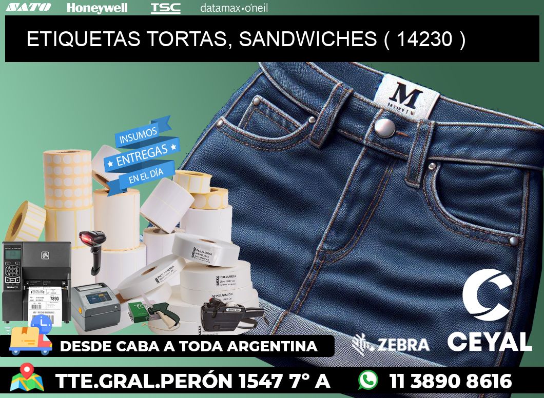 ETIQUETAS TORTAS, SANDWICHES ( 14230 )