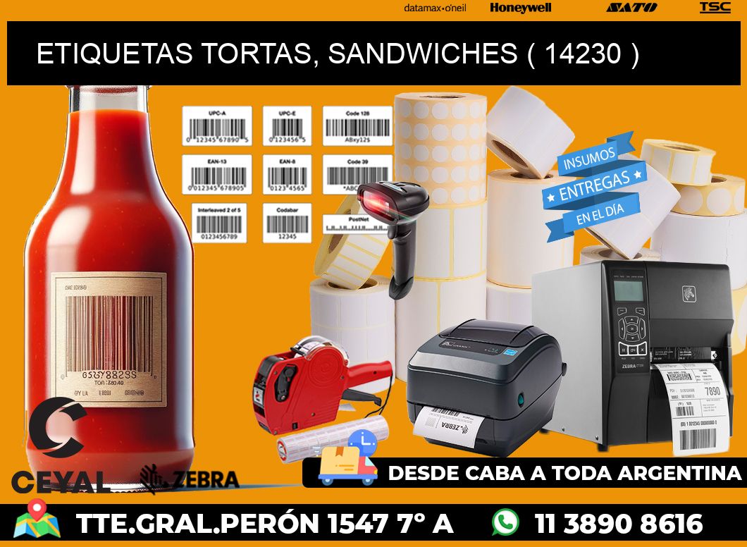 ETIQUETAS TORTAS, SANDWICHES ( 14230 )