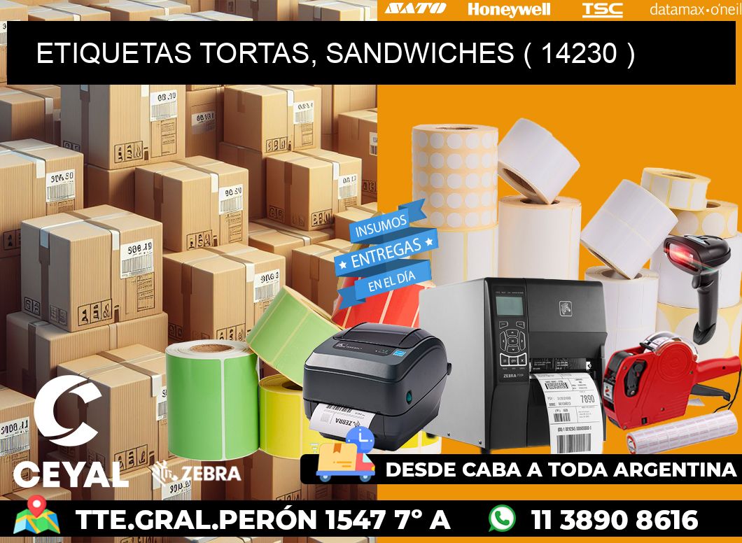 ETIQUETAS TORTAS, SANDWICHES ( 14230 )