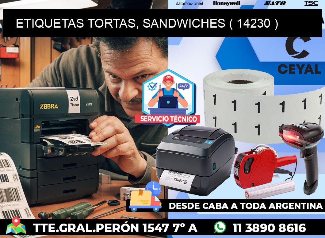 ETIQUETAS TORTAS, SANDWICHES ( 14230 )