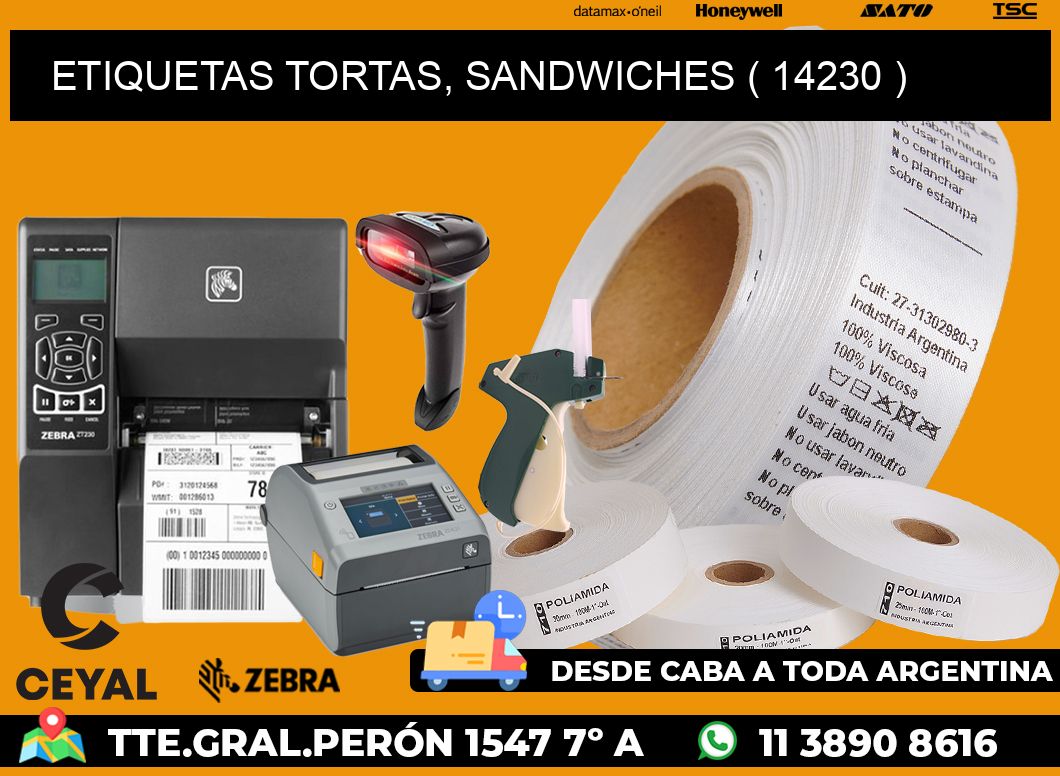 ETIQUETAS TORTAS, SANDWICHES ( 14230 )