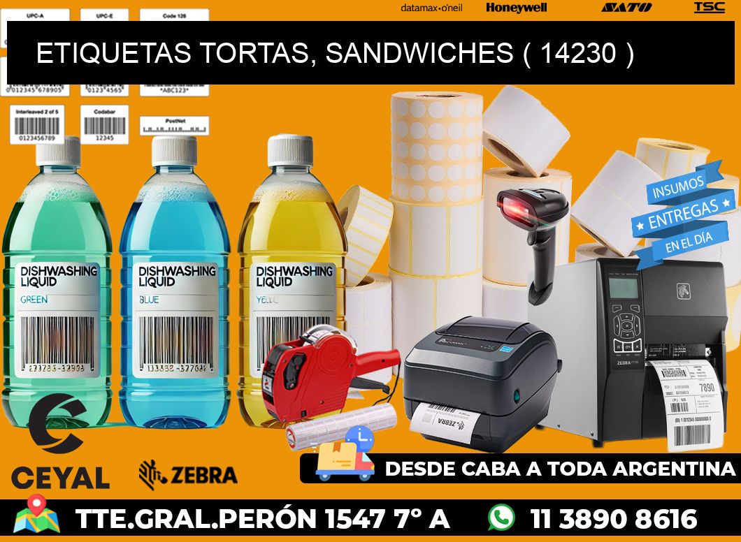 ETIQUETAS TORTAS, SANDWICHES ( 14230 )
