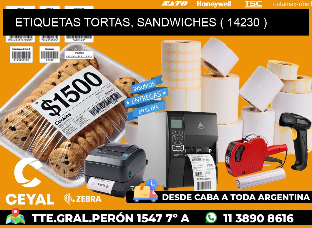ETIQUETAS TORTAS, SANDWICHES ( 14230 )