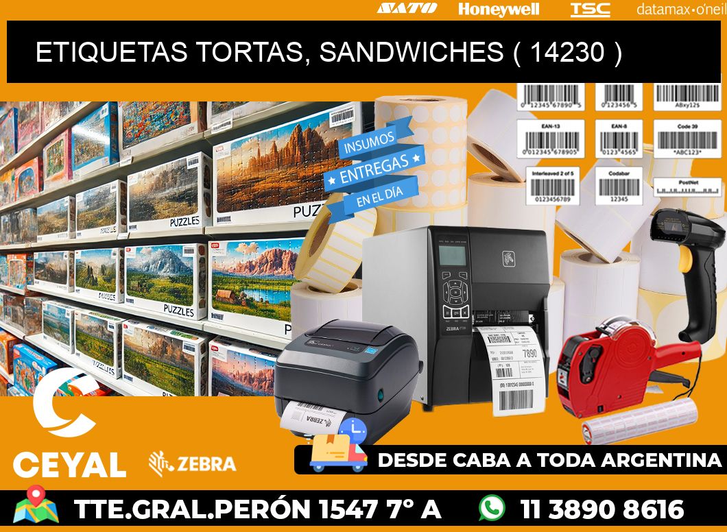 ETIQUETAS TORTAS, SANDWICHES ( 14230 )