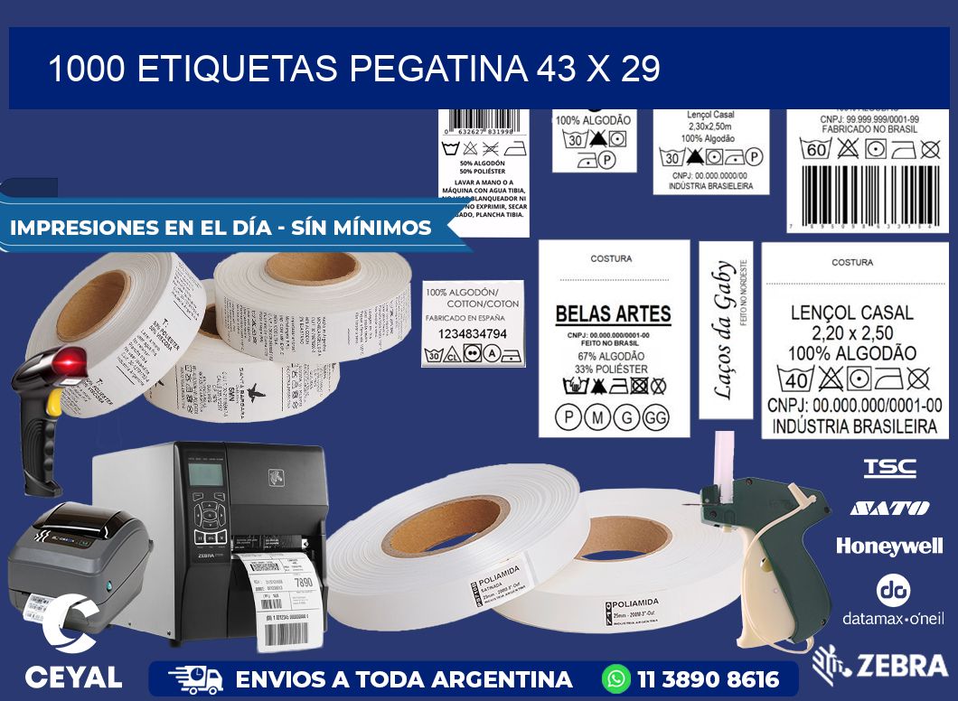 1000 ETIQUETAS PEGATINA 43 x 29